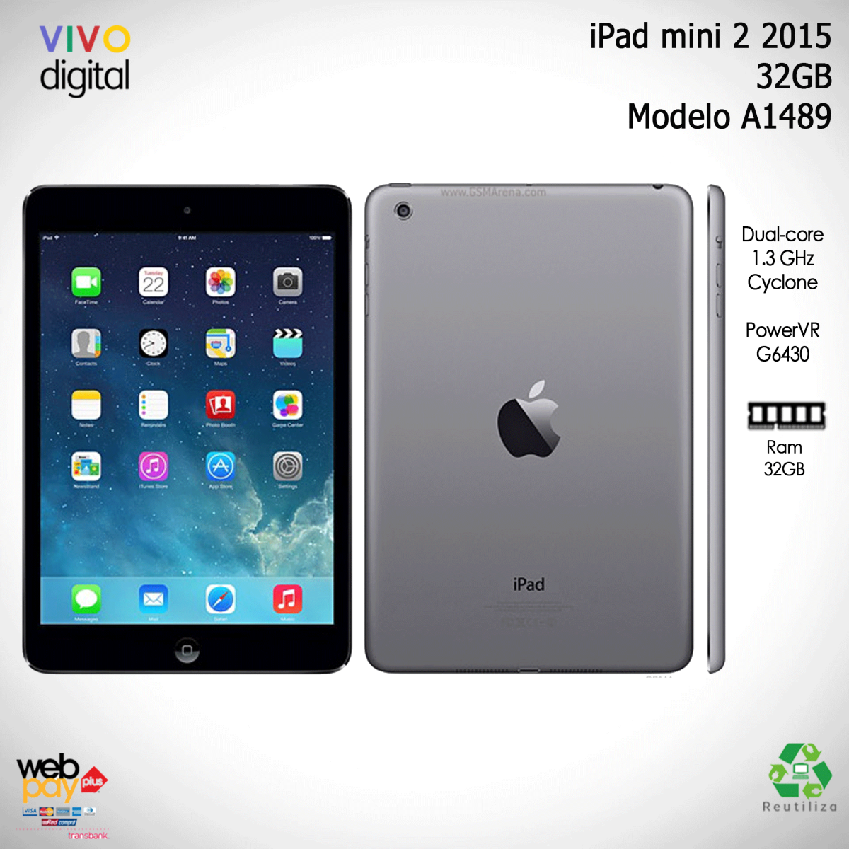 Apple iPad mini 2 Wi-Fi – 32GB – 7.9 Pul – Renovado en muy buenas condiciones – actualizada con aplicaciones de YOUTUBE – TIK TOK – INSTAGRAM – FACEBOOK – GOOGLE CROME
